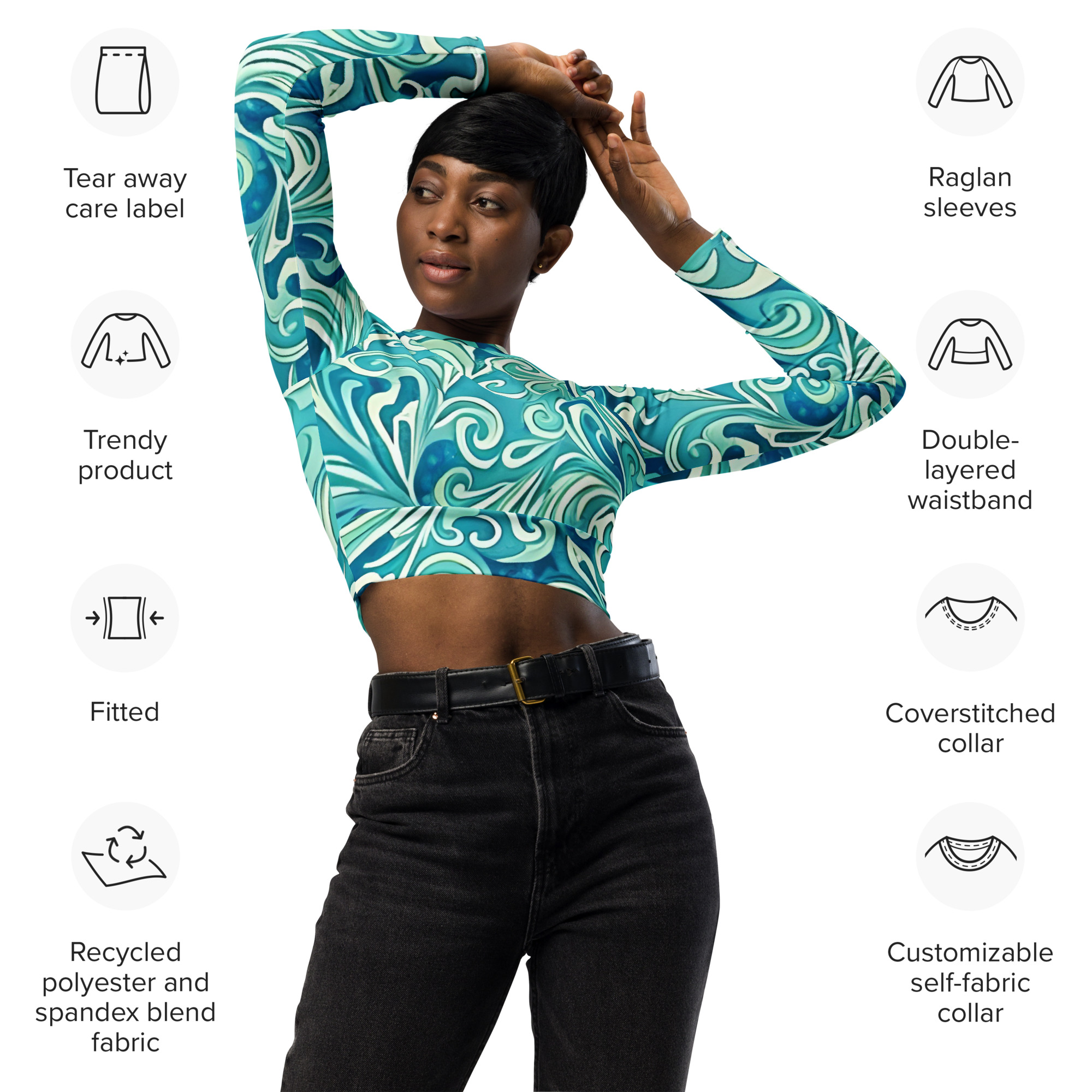 Recycled long-sleeve crop top - Image 2