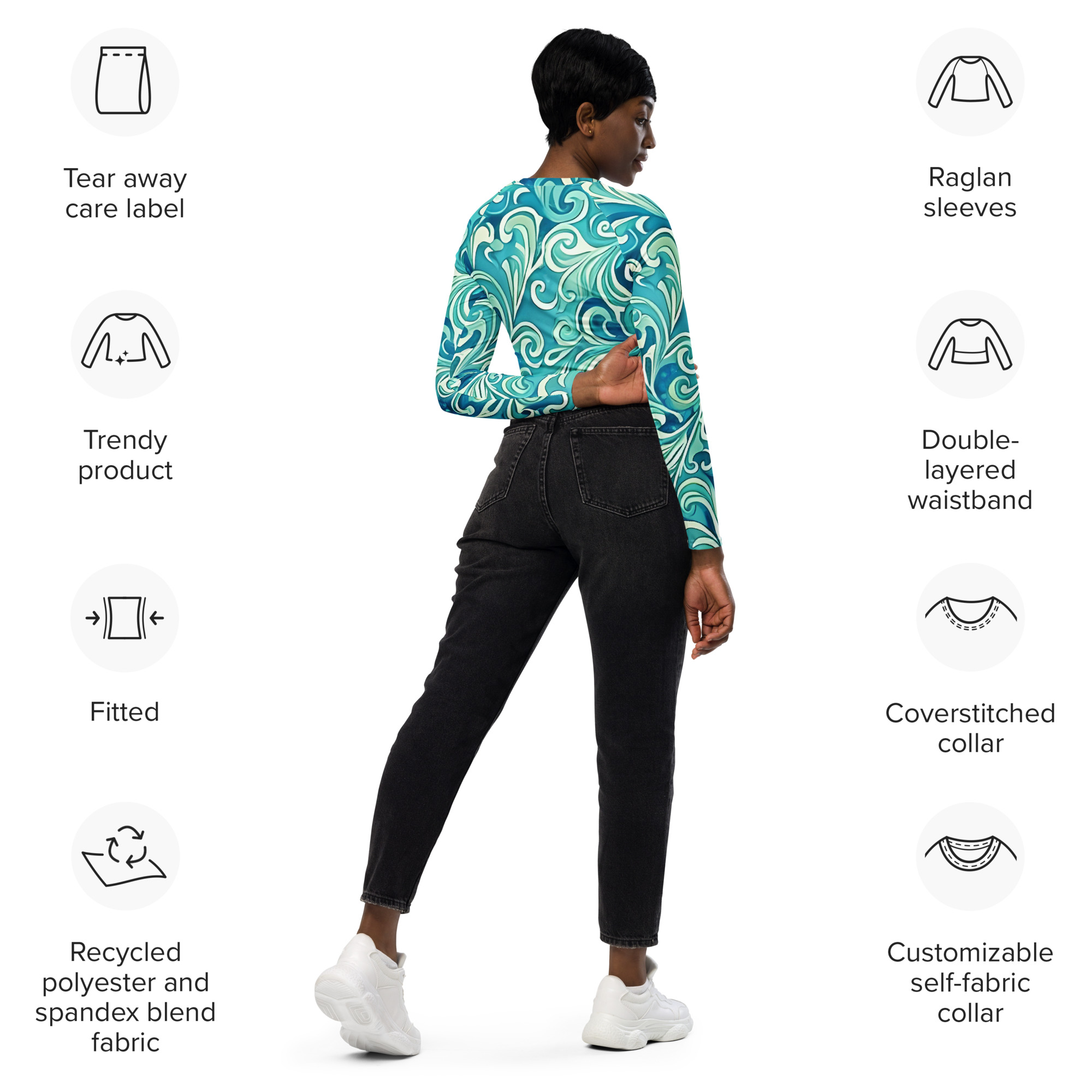 Recycled long-sleeve crop top - Image 4