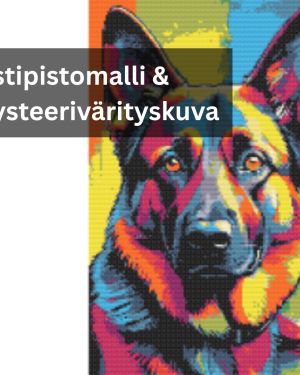 Saksanpaimenkoira | ristipistomalli | pikselivärityskuvakirja